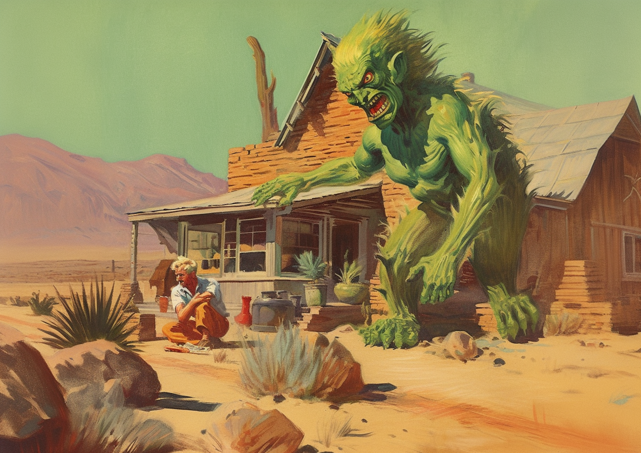 Cactus man print