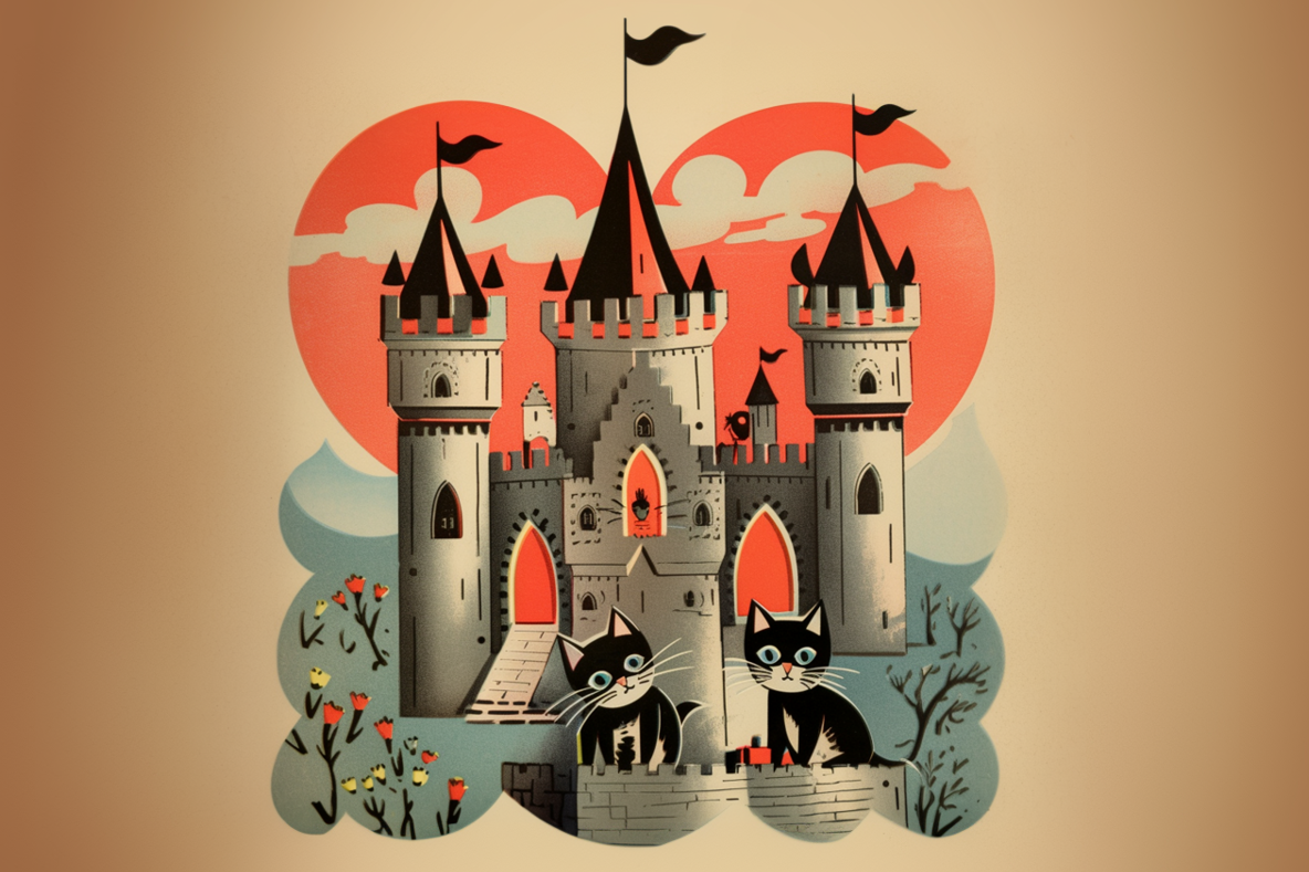 Cat castle print