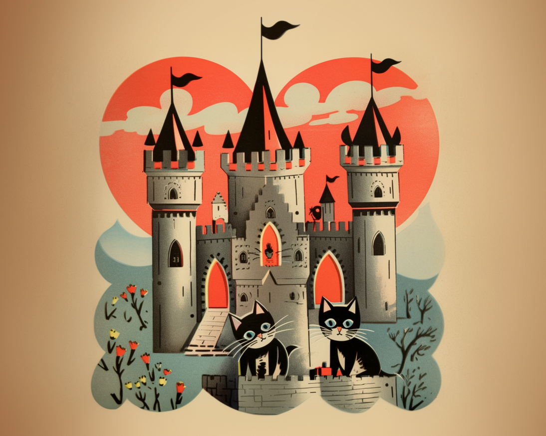 Cat castle print