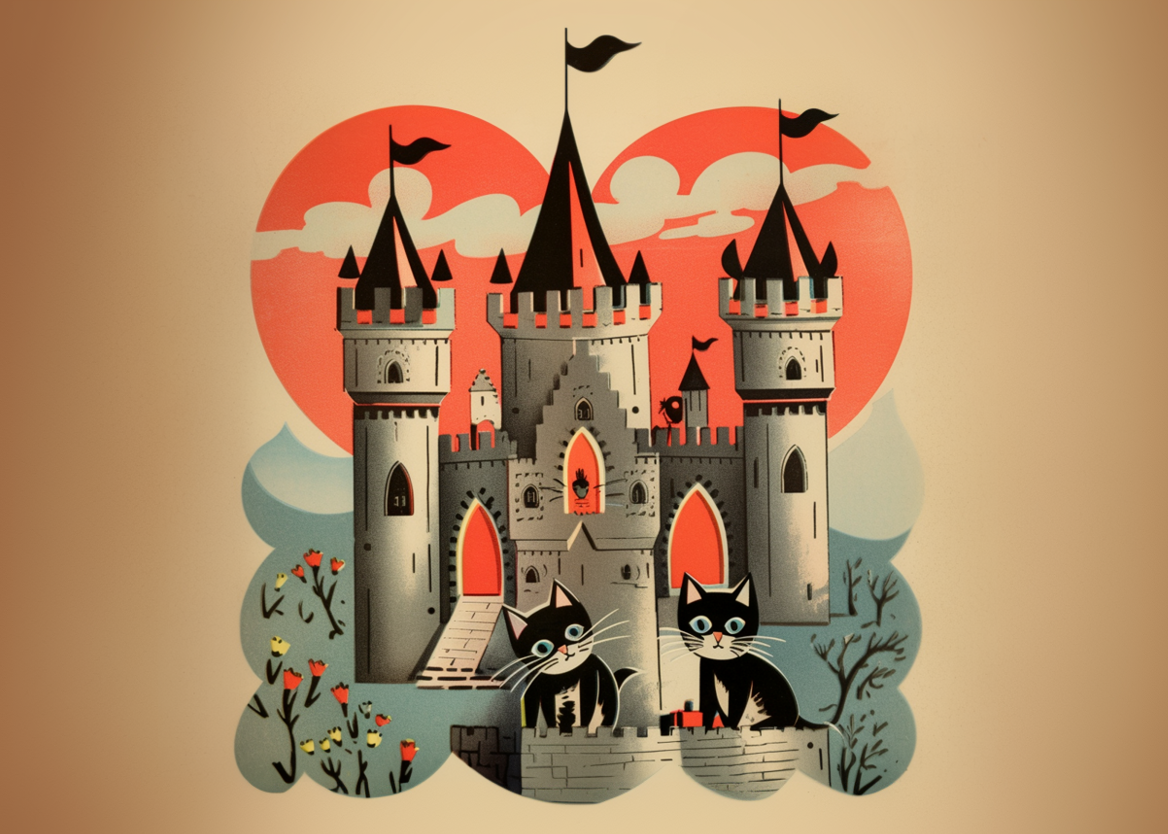 Cat castle print