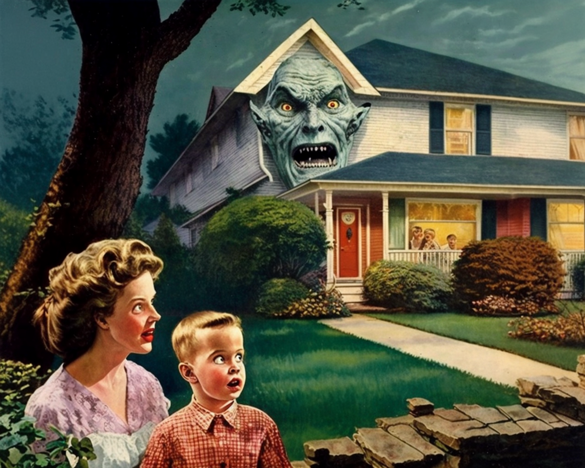 Creepy house print