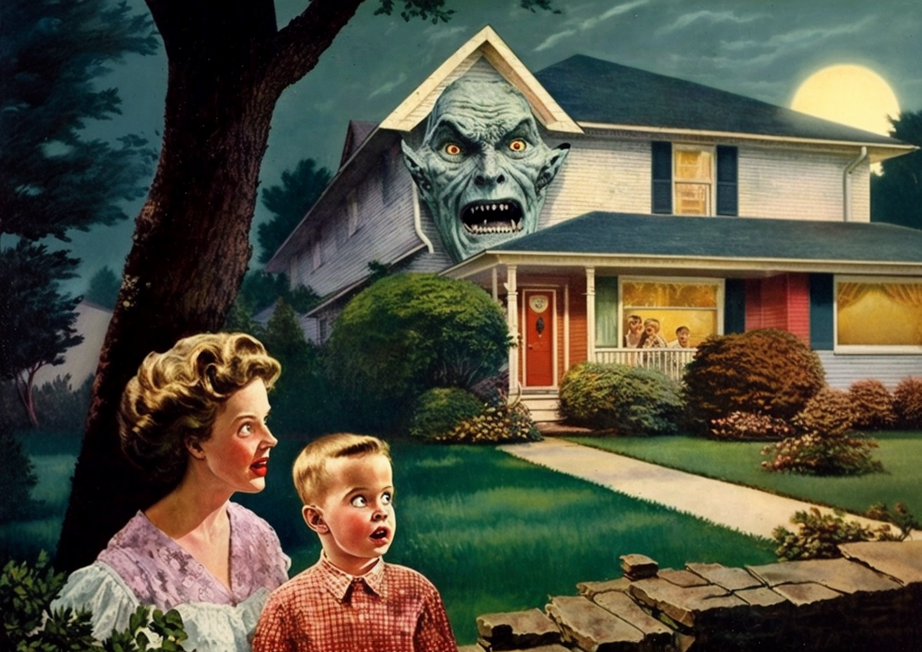 Creepy house print