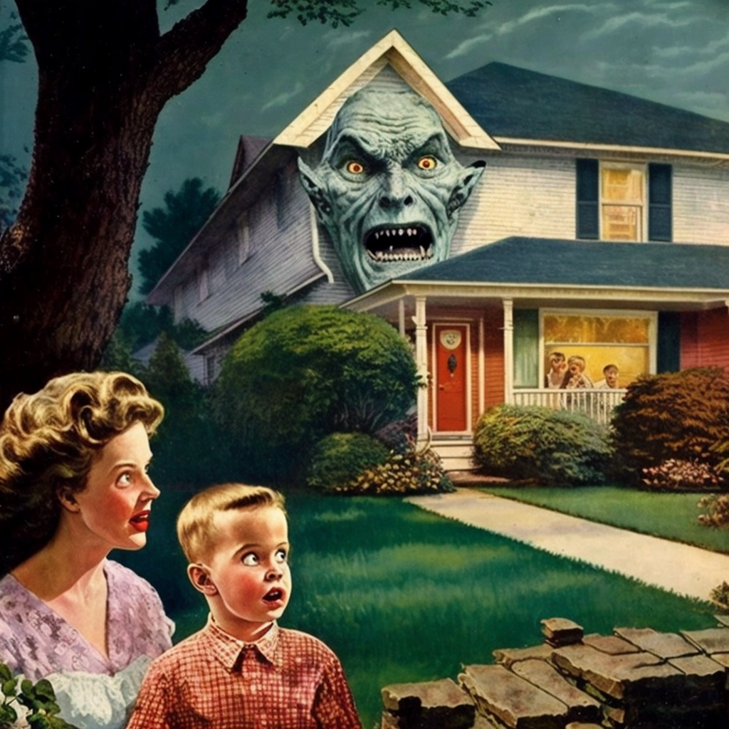 Creepy house print