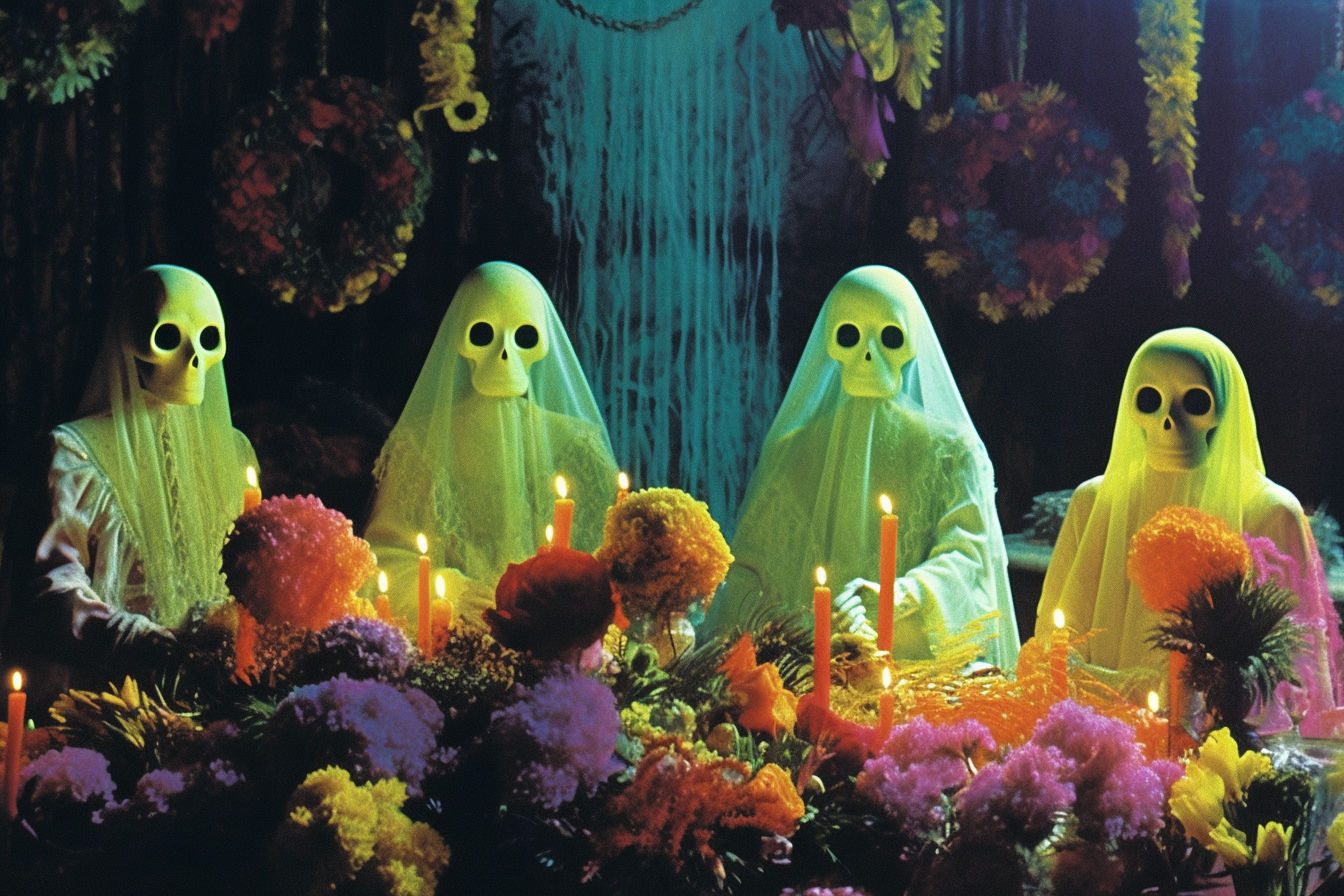 Ghosts among the flowers print