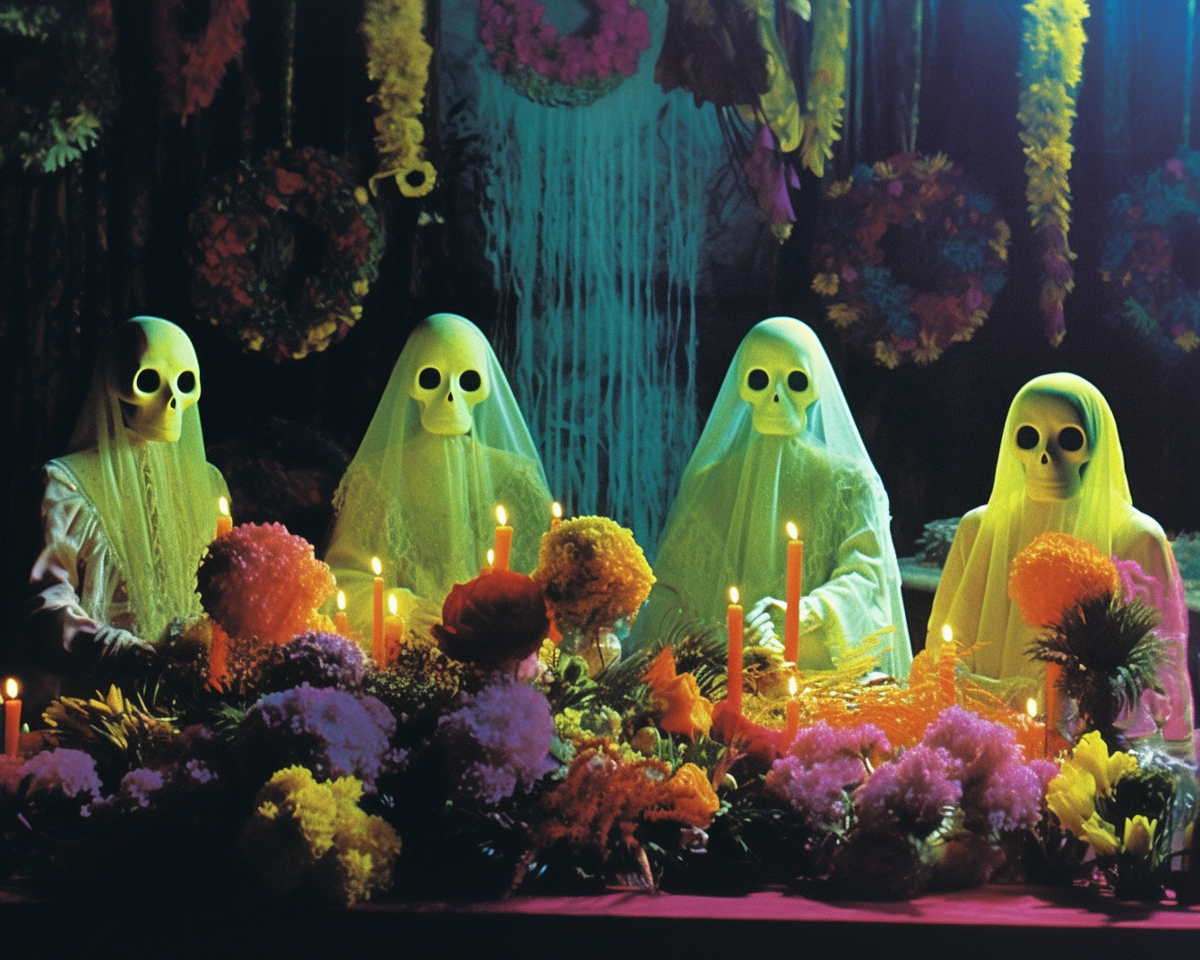Ghosts among the flowers print
