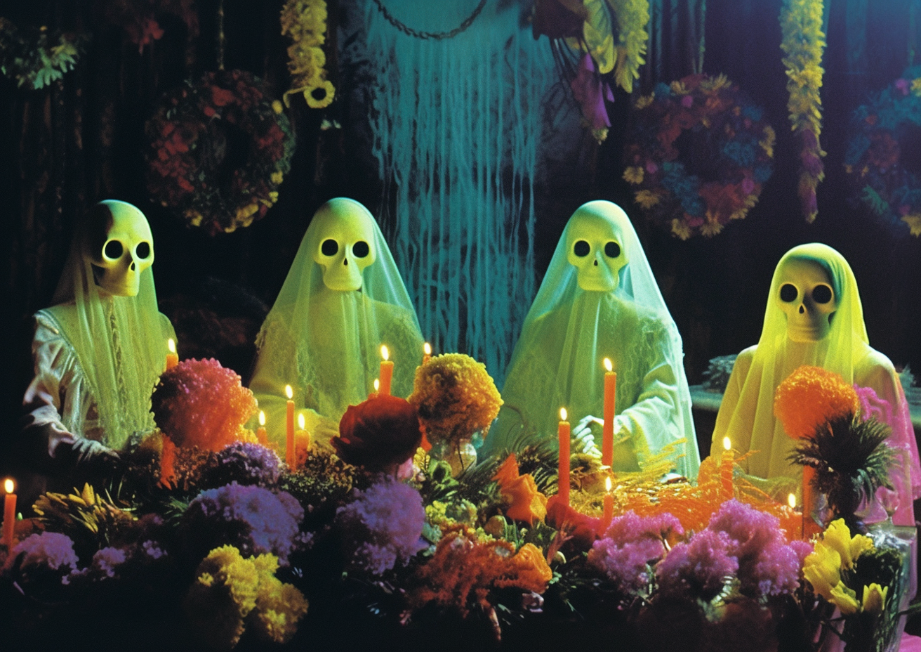Ghosts among the flowers print