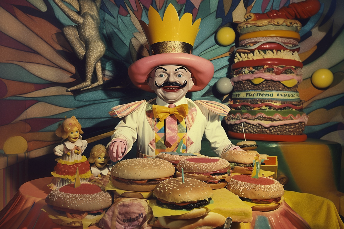 Burger mascot print