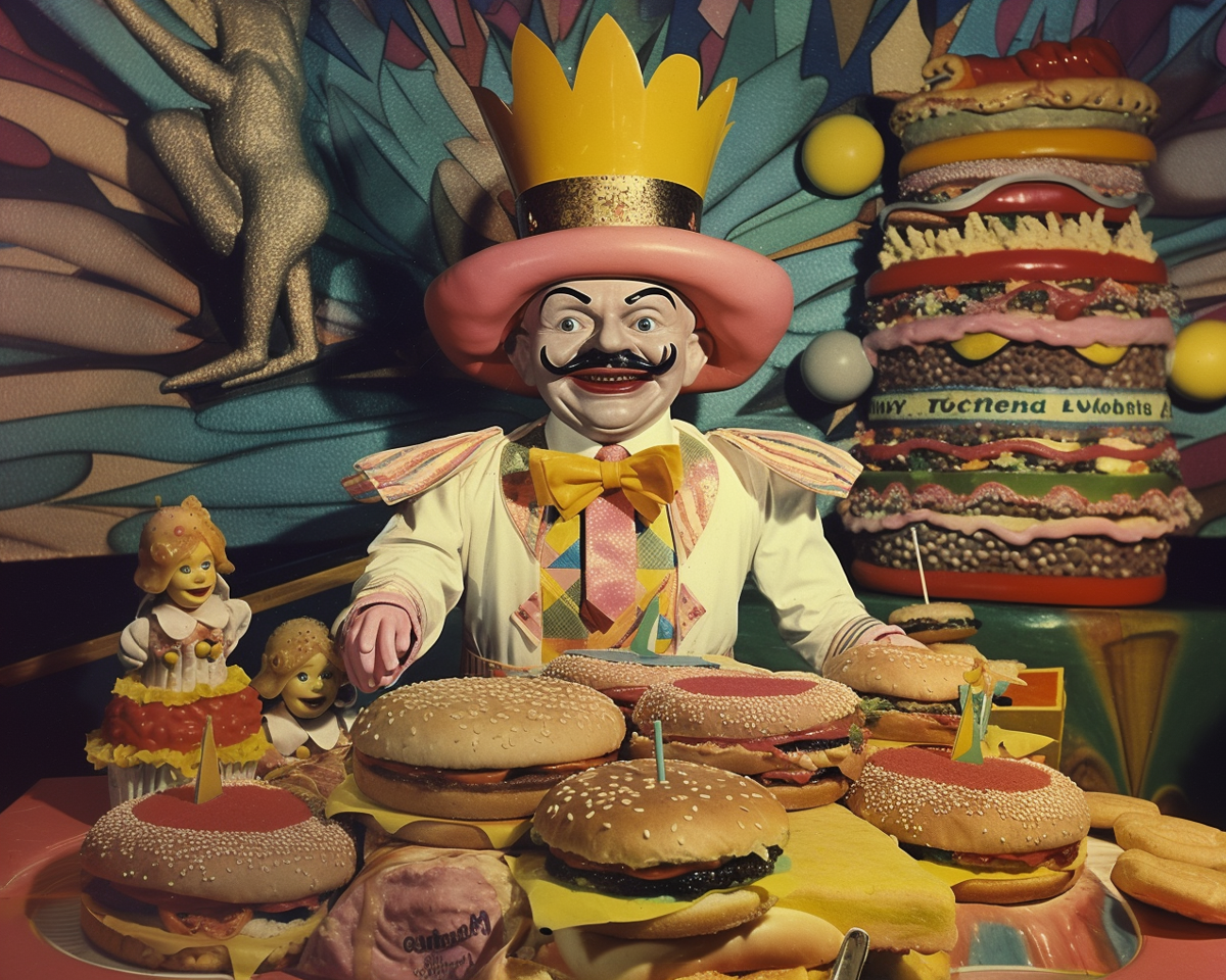 Burger mascot print