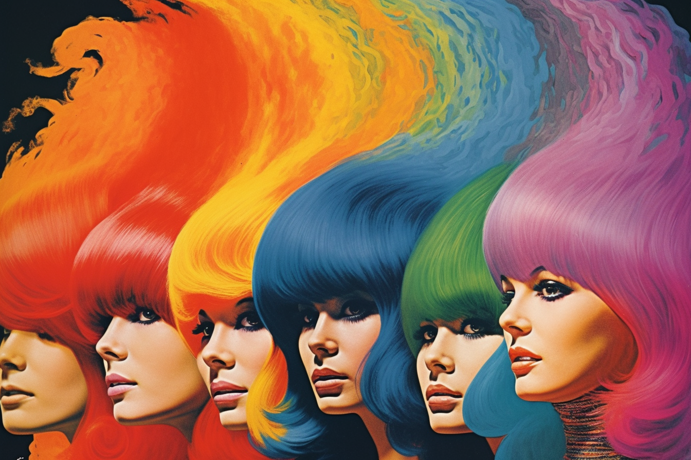 Colorful hair lineup print