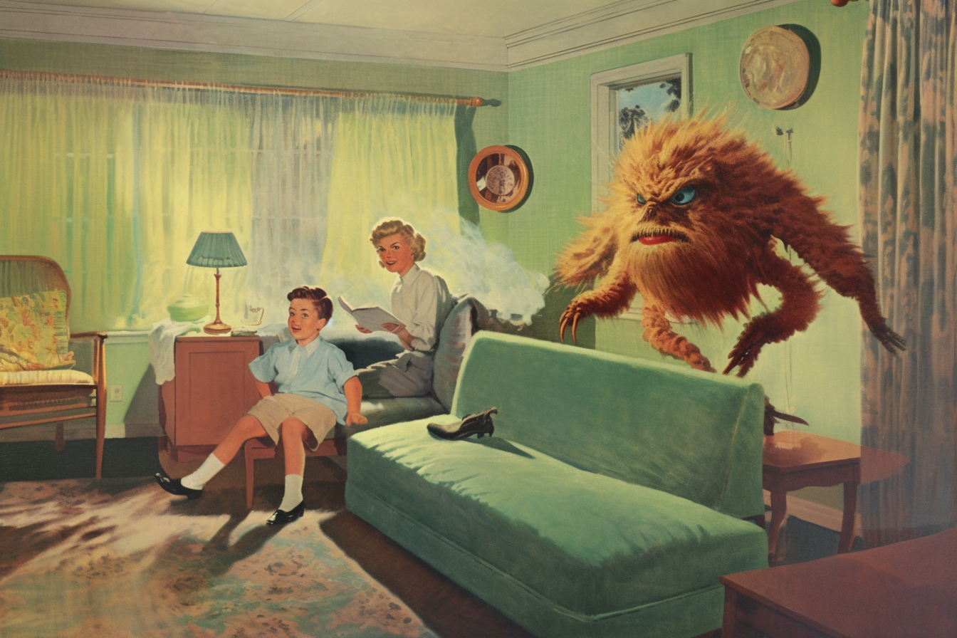 Living room smoke monster print
