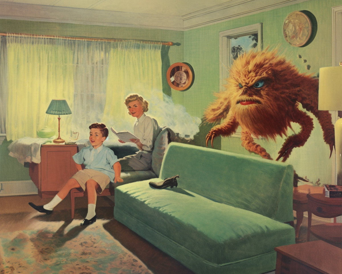 Living room smoke monster print