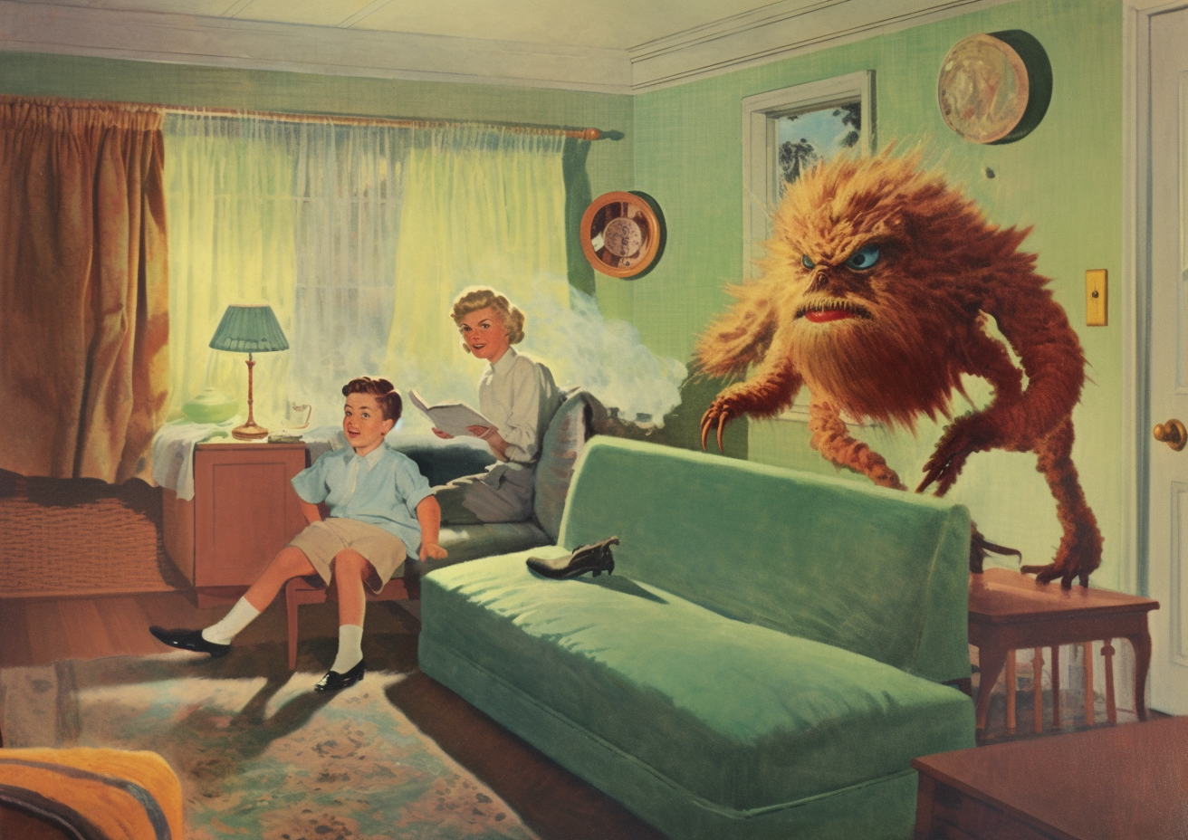 Living room smoke monster print