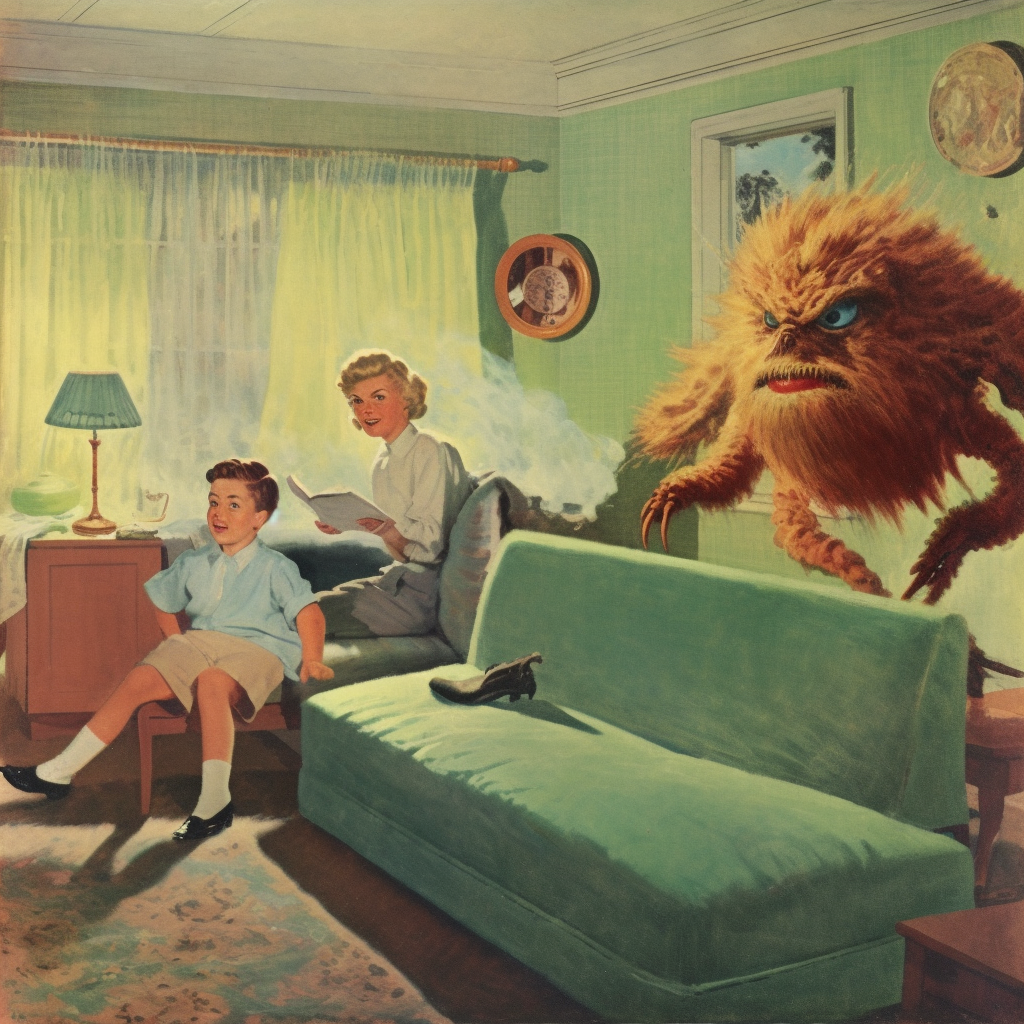 Living room smoke monster print