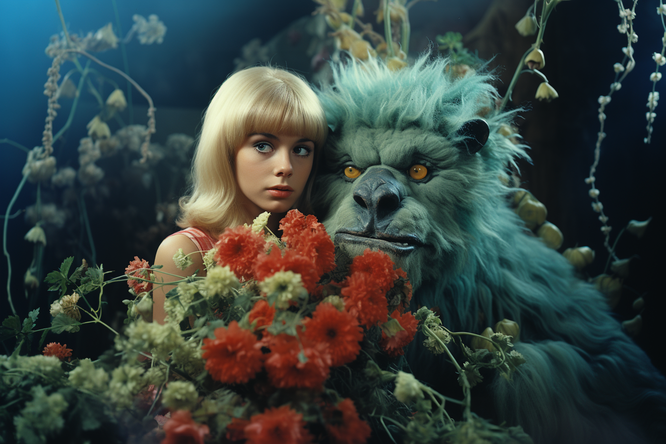 Beast and flowers print