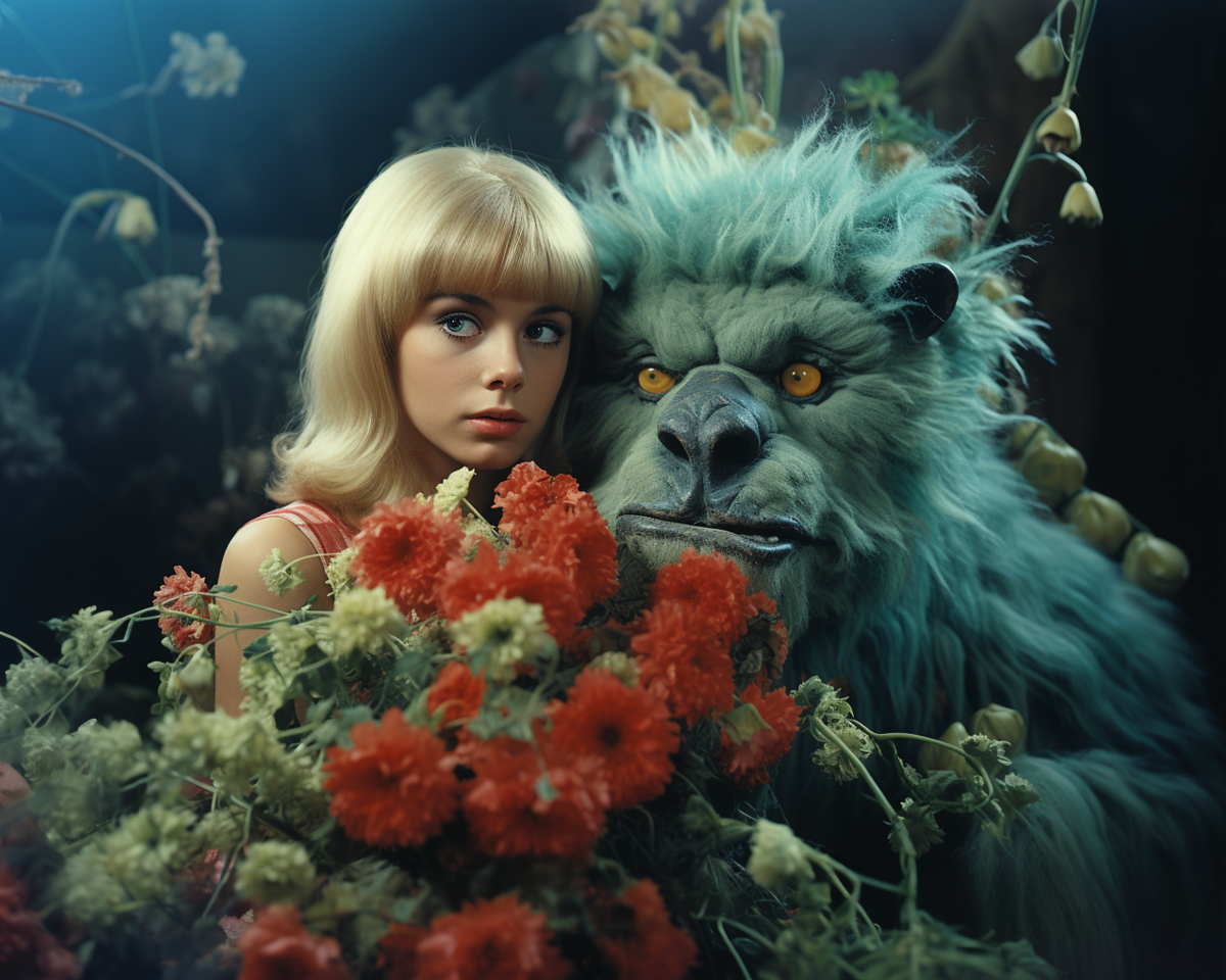 Beast and flowers print
