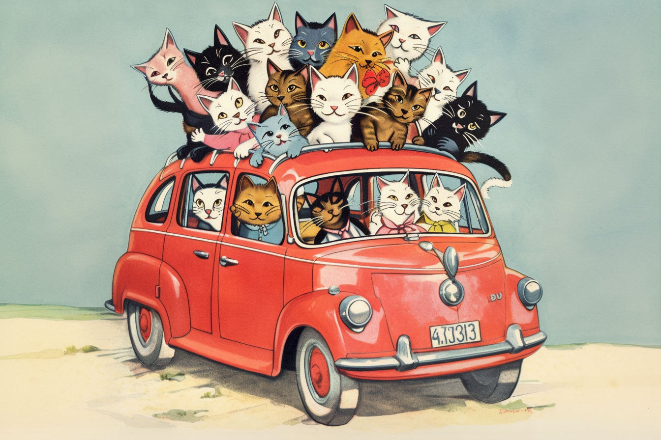 Cat car print