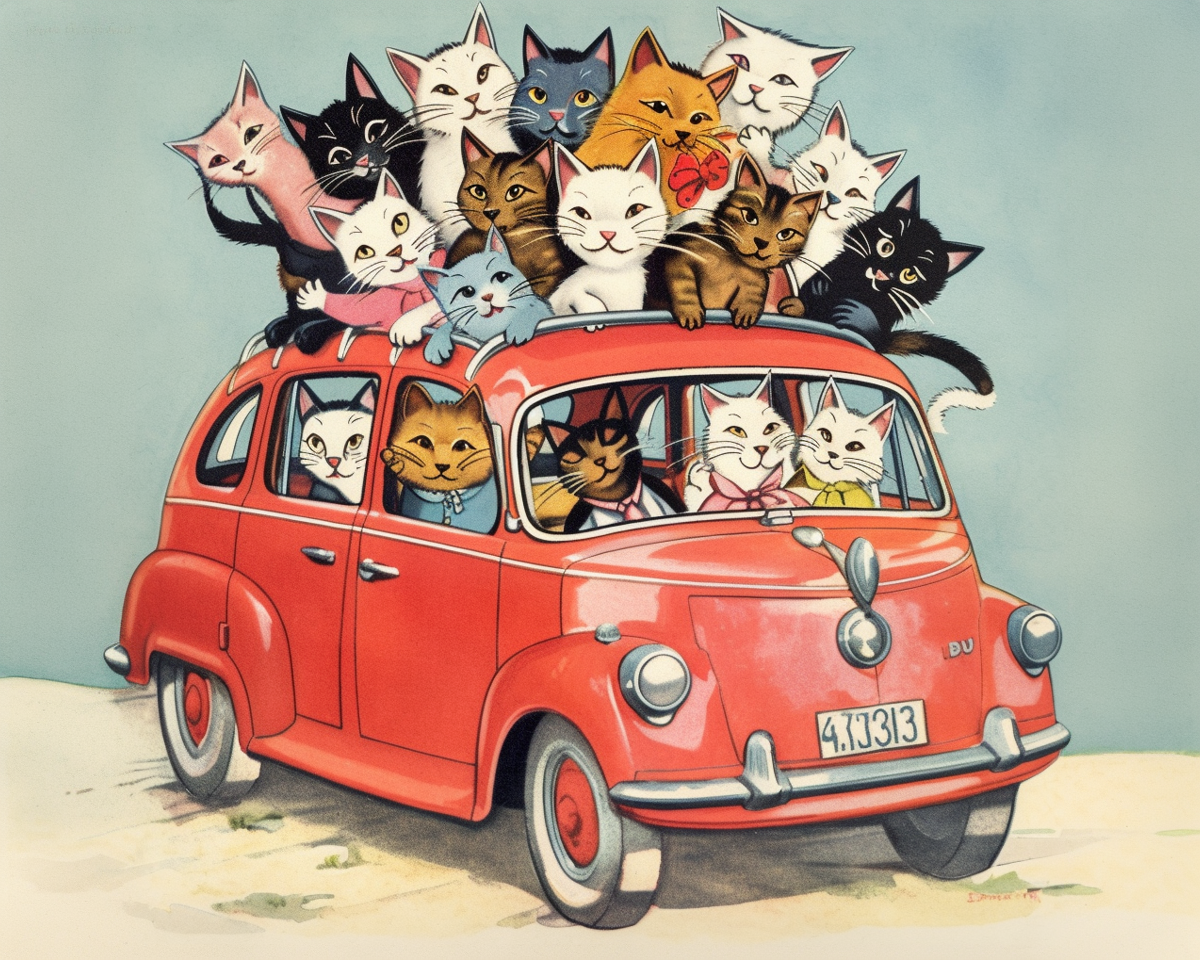 Cat car print