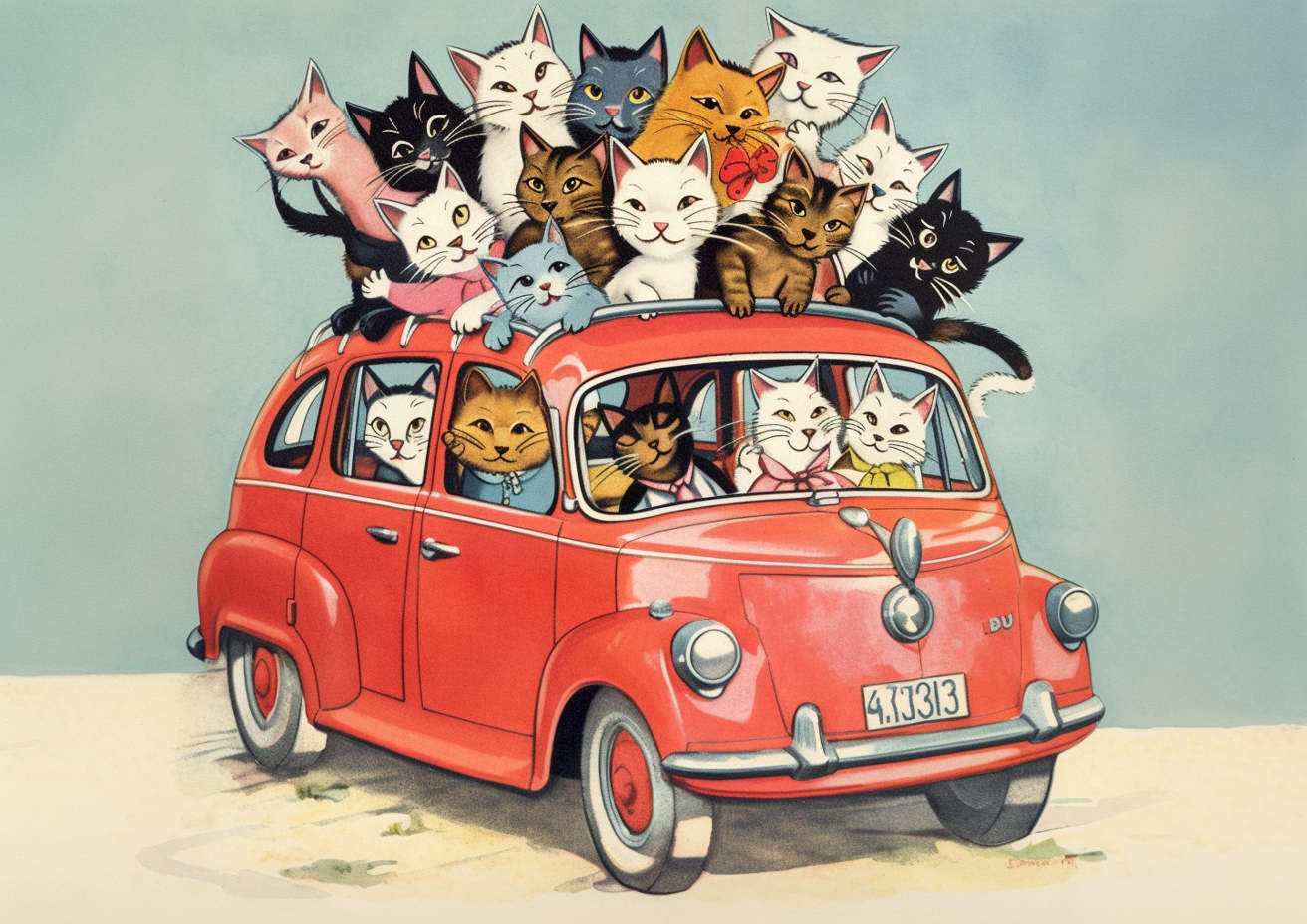 Cat car print