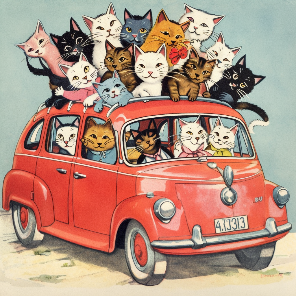 Cat car print