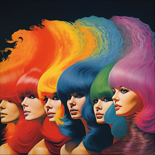 Colorful hair lineup print