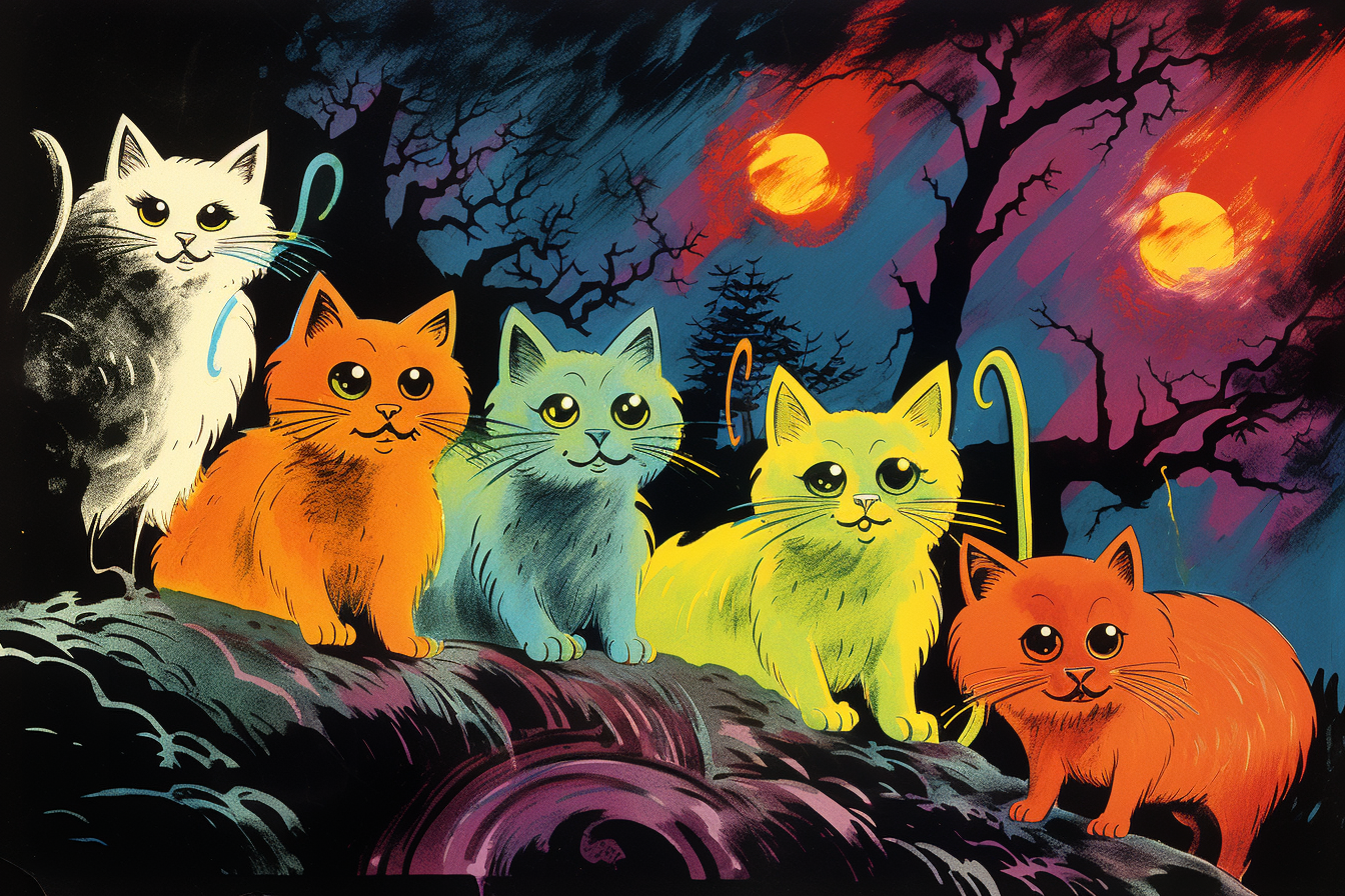 Cats at night print