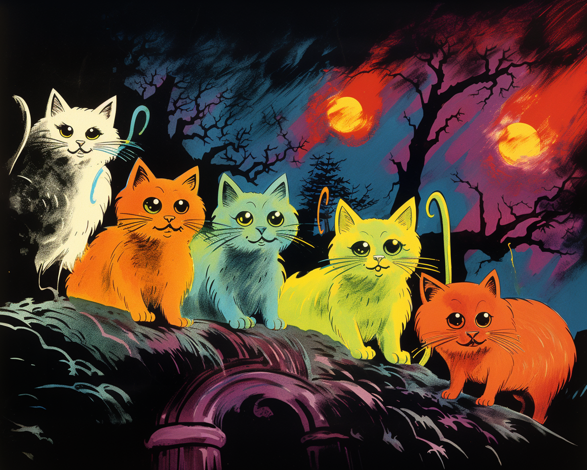 Cats at night print