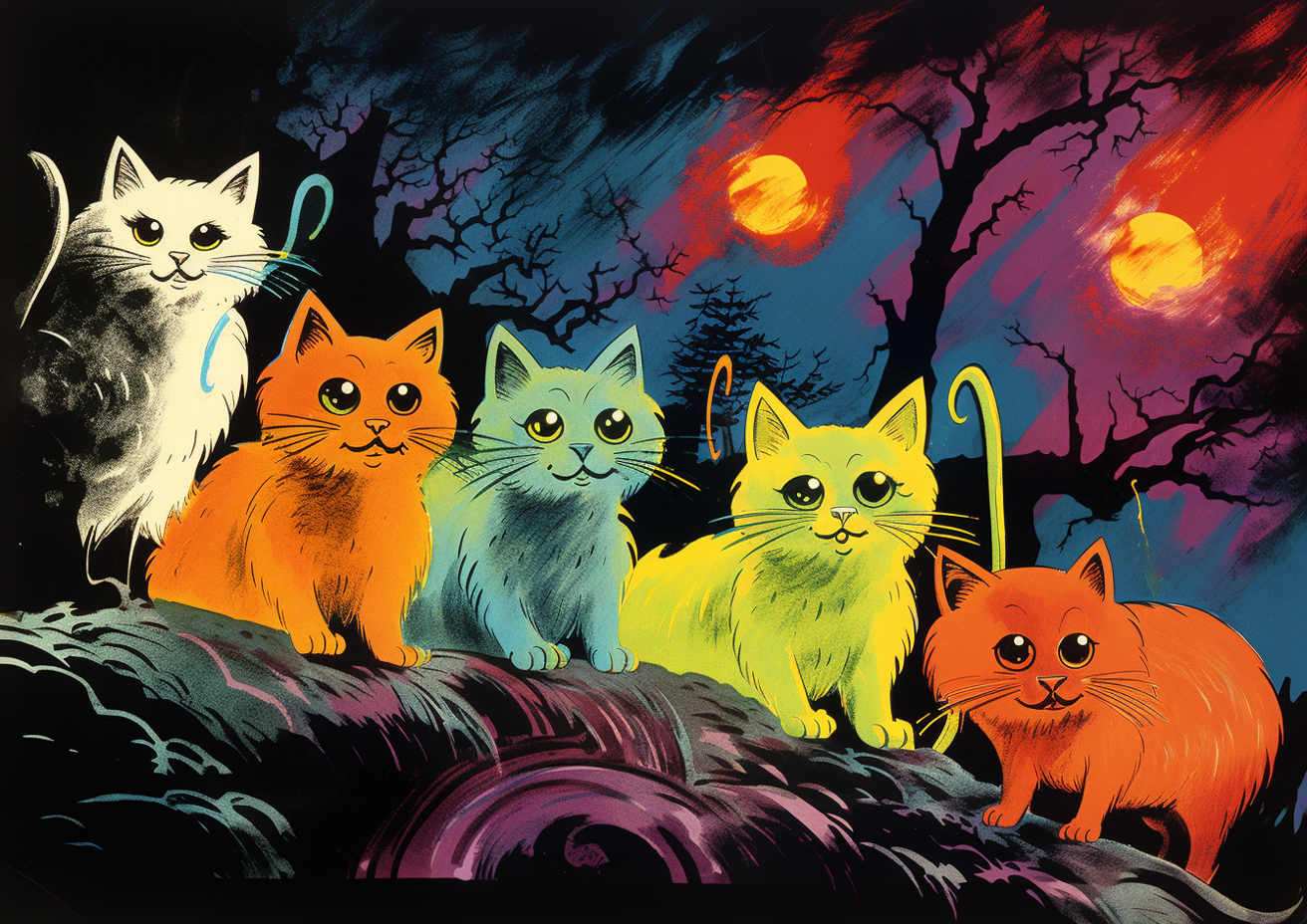 Cats at night print