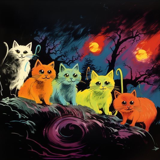 Cats at night print