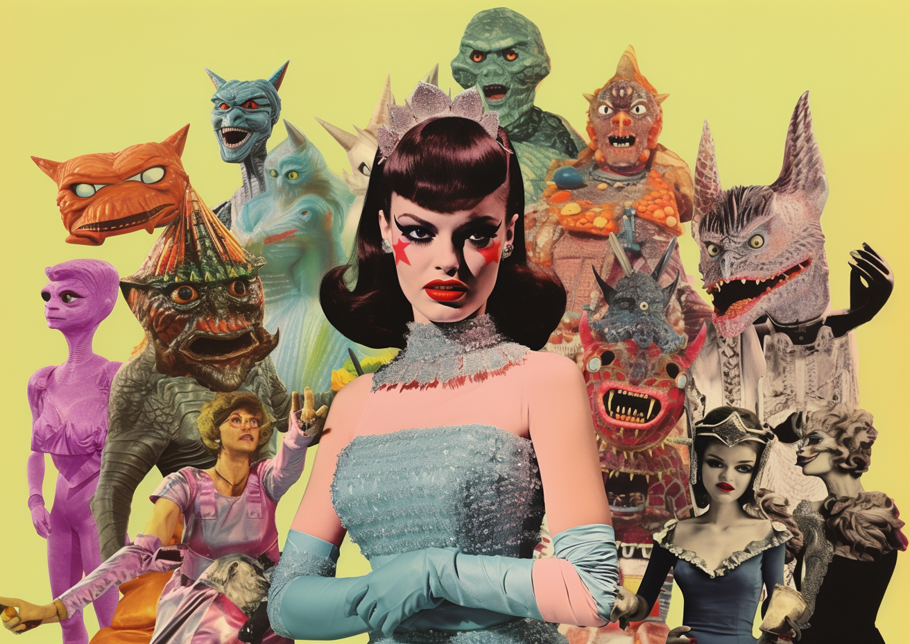 Monster collage print